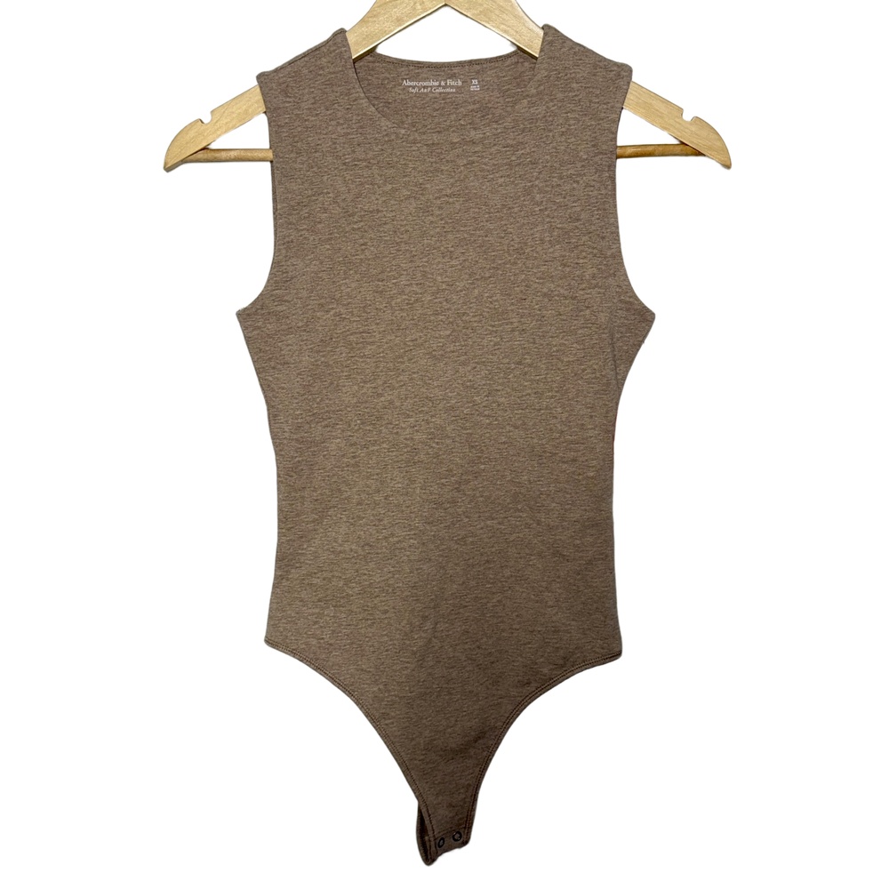 NEW Abercrombie & Fitch Soft AF Tan Brown Sleeveless Tank Bodysuit Top Size XS